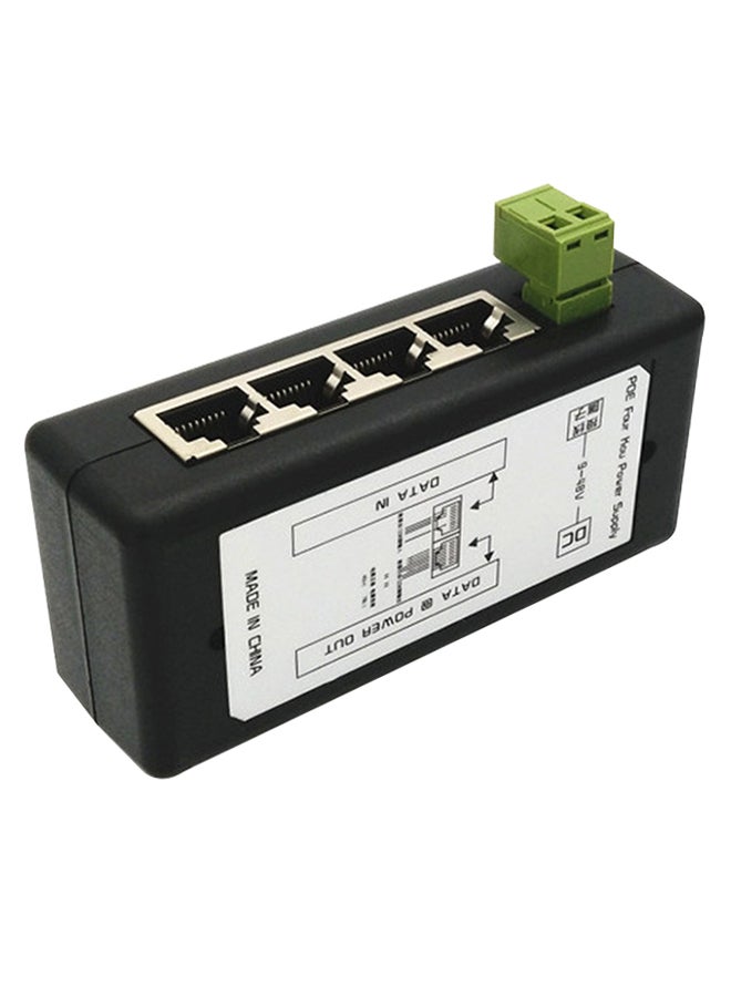 صندوق إمداد الطاقة لكاميرا PoE  CCTV ب4 قنوات أسود 0.115كيلوجرام - Image 4