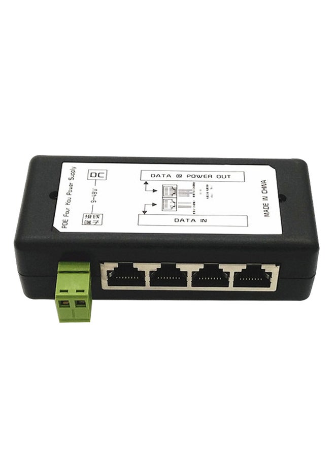 صندوق إمداد الطاقة لكاميرا PoE  CCTV ب4 قنوات أسود 0.115كيلوجرام - Image 1