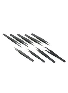 Generic 9-Piece ESD Tweezers Tools Kit With Storage Bag Black  - Image 1