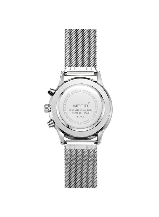 ميجر ساعة يد كرونوغراف من الفولاذ المقاوم للصدأ MS2011G - 42 مم - فضي - Image 3