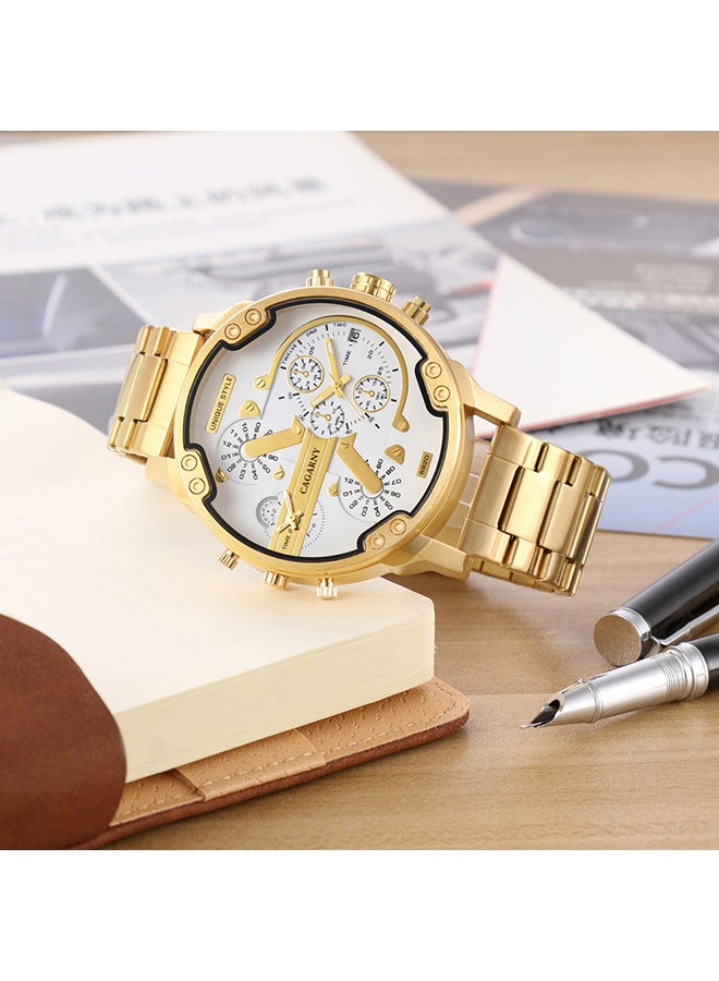 Cagarny Men's Stainless Steel Chronograph Wrist Watch J3673 - 52 mm -Gold  - Image 2