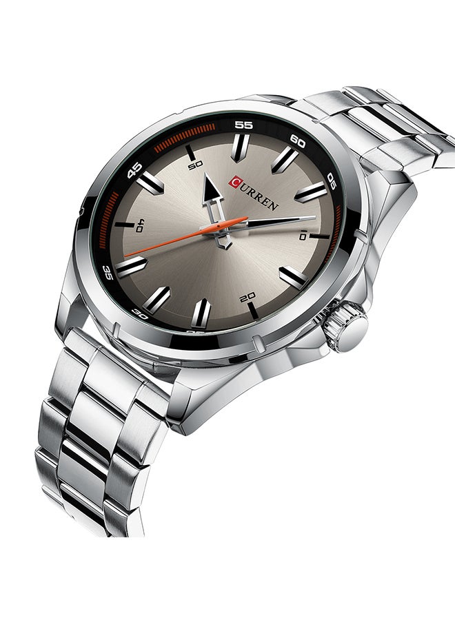 كارين ساعة يد بعقارب وسوار من الستانلس ستيل طراز 8320 - مقاس 46 مم - لون فضي للرجال - Image 3