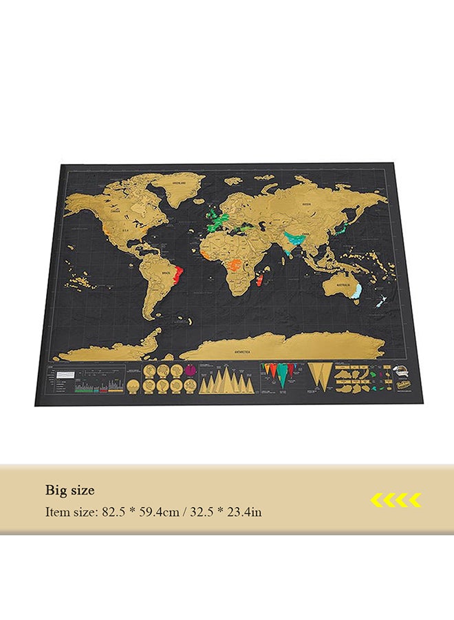 Scratch Off World Travel Map Poster Wall Sticker Yellow/Black - Image 2