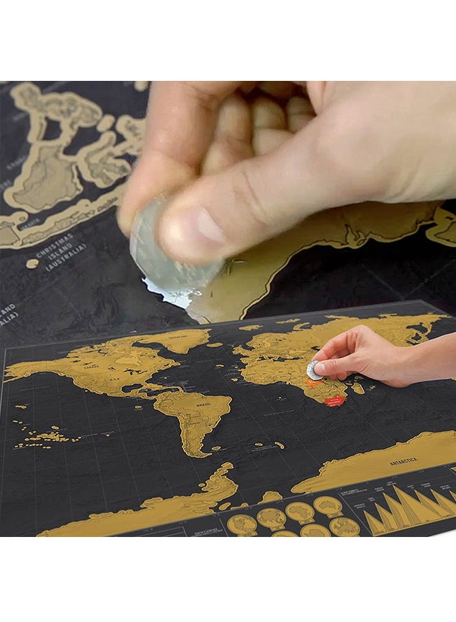 Scratch Off World Travel Map Poster Wall Sticker Yellow/Black - Image 3
