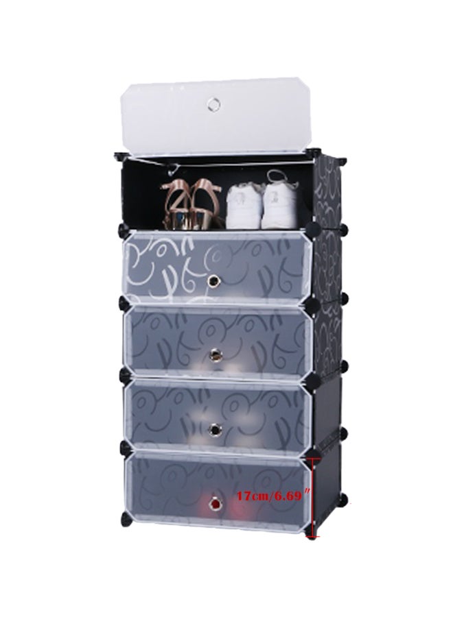 5-Cube Shoe Cabinet With Doors Black/Clear - Image 1