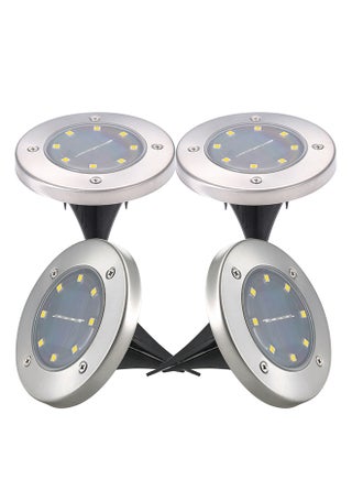 4 Piece Solar Powered Energy Ground Light Outdoor Lamp Warm White 12x2.5cm