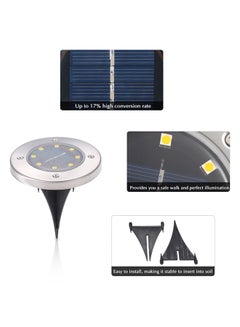 Generic 4 Piece Solar Powered Energy Ground Light Outdoor Lamp Warm White 12x2.5cm  - Image 4