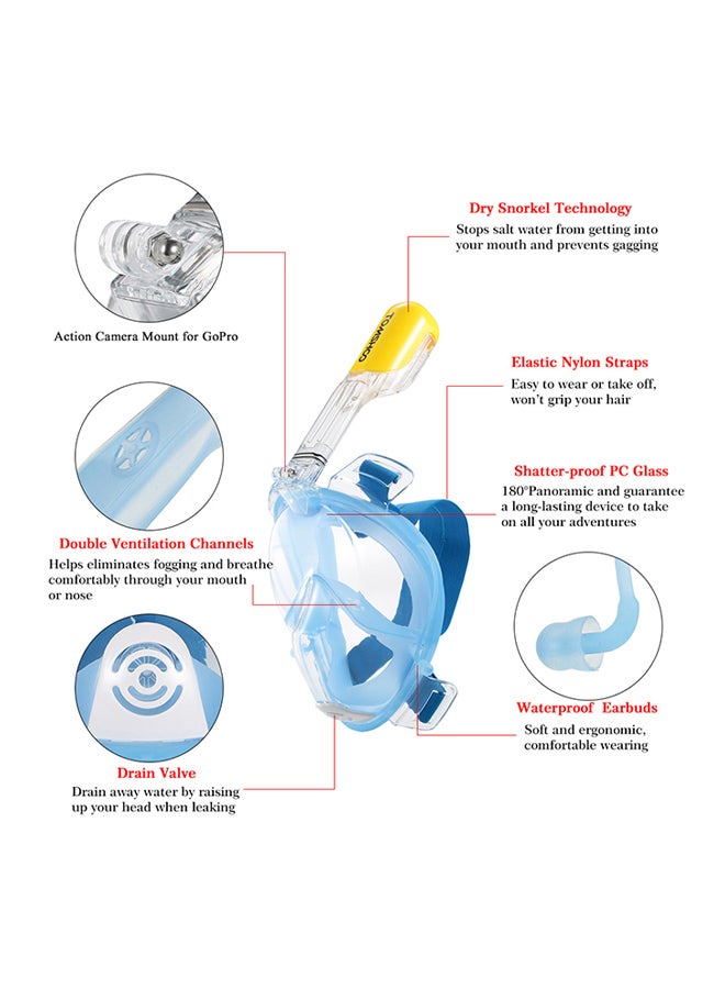 TOMSHOO Panoramic Full Face Snorkel Mask With Camera Mount L  - Image 3