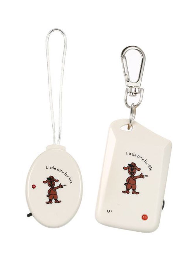 2-Piece Anti Lost Reminder Vibration Sound Alarm With Transmitter Beige 