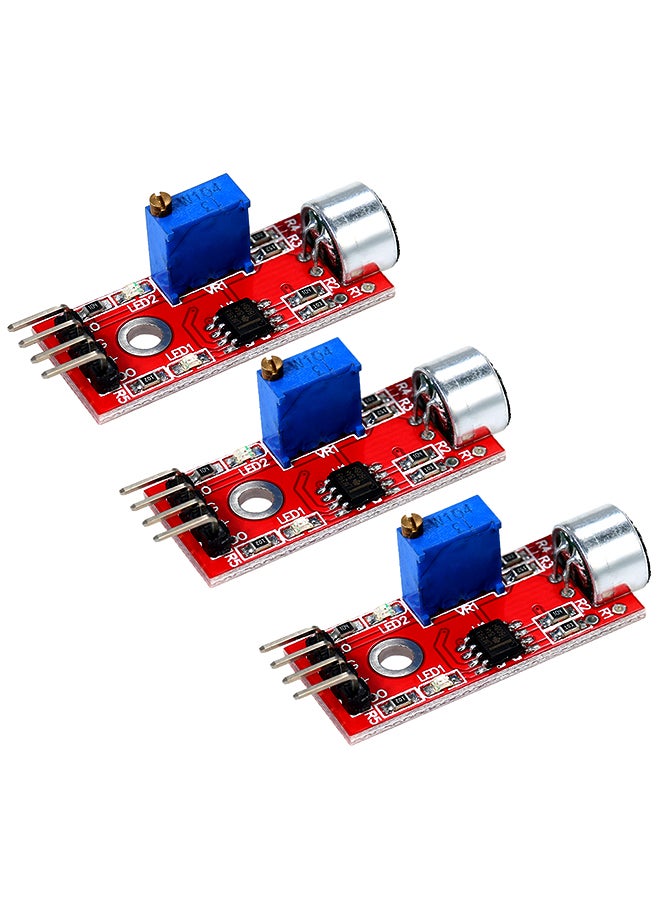 Generic 3-Piece Mini High Sensitivity Microphone Sound Sensor Module Red  - Image 1