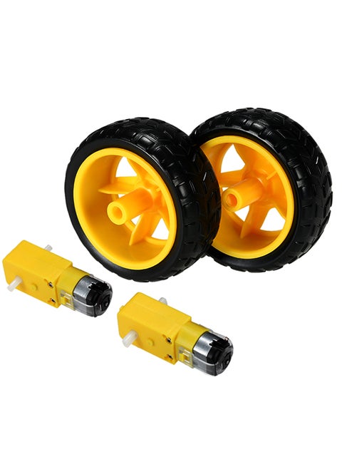 DC Gear Motor And Tire Wheel DIY Smart Car Set For Arduino Black/Yellow