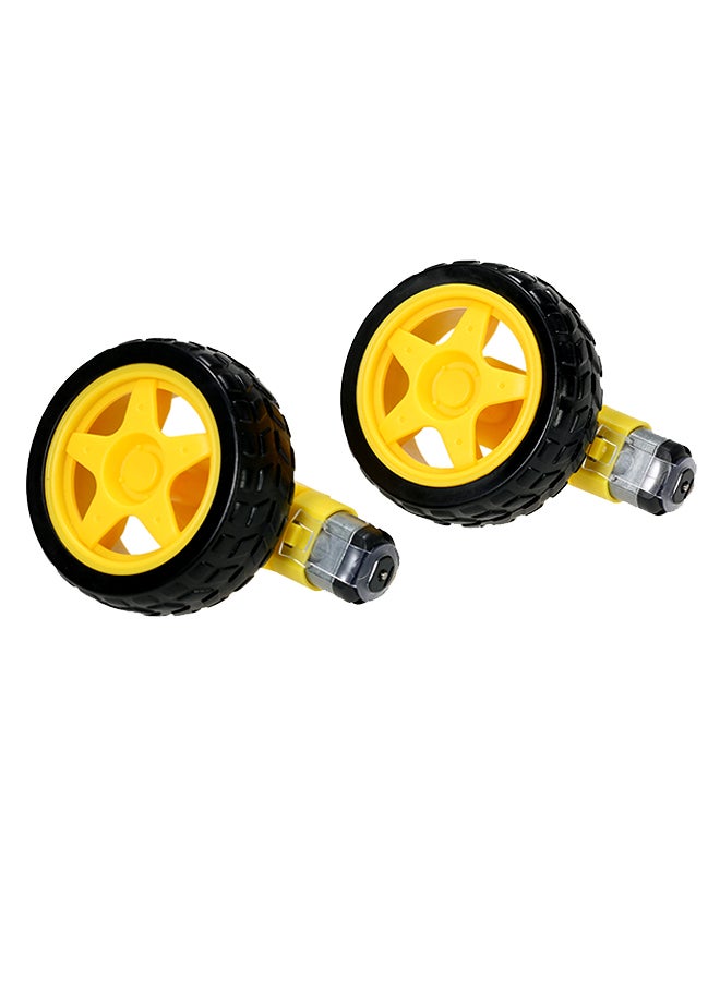 Generic - DC Gear Motor And Tire Wheel DIY Smart Car Set For Arduino Black/Yellow - Image 1
