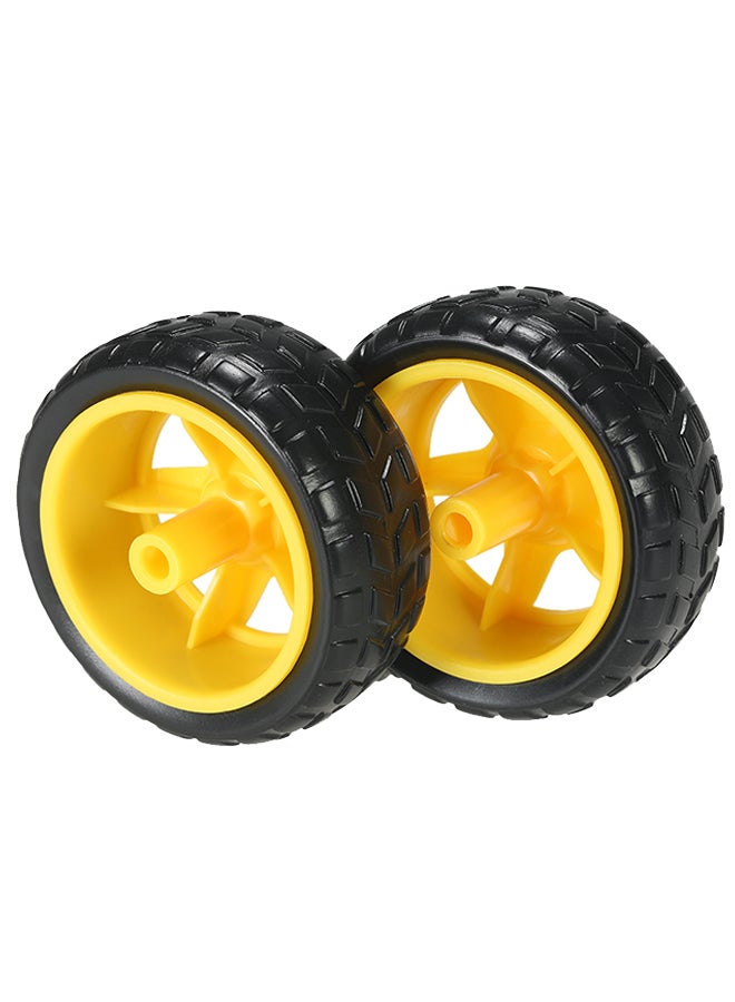 Generic - DC Gear Motor And Tire Wheel DIY Smart Car Set For Arduino Black/Yellow - Image 1