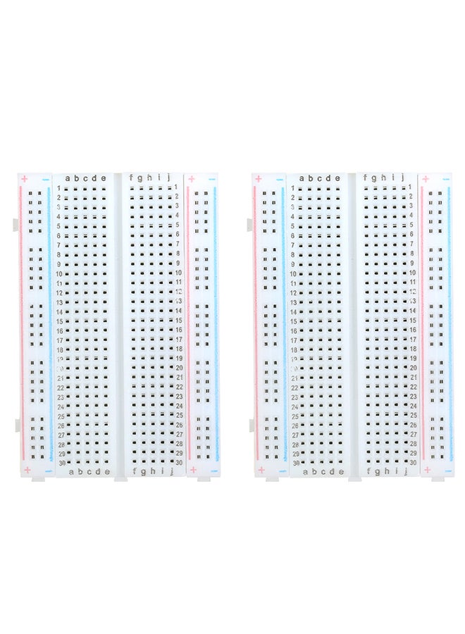 2-Piece 400 Tie-Point Solderless Prototype Breadboard White