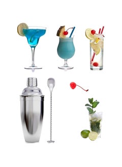 Generic 9-Piece Cocktail Shaker Set With Stand Silver/Brown 350ml  - Image 3