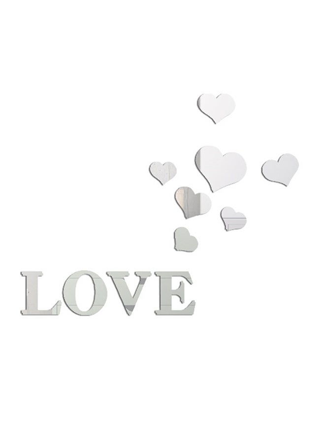 شاربدو ملصق جداري قابل للإزالة على شكل مرآة فضي L:118 e:10.7 Large Heart 14 Middle Heart 10 Small Heart 7سم - Image 1