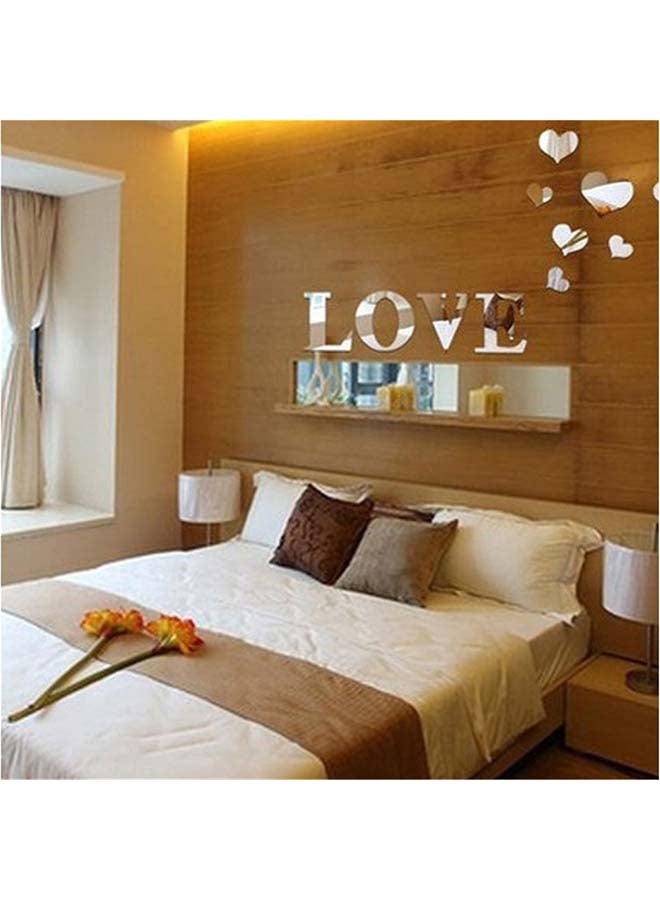 شاربدو ملصق جداري قابل للإزالة على شكل مرآة فضي L:118 e:10.7 Large Heart 14 Middle Heart 10 Small Heart 7سم - Image 2