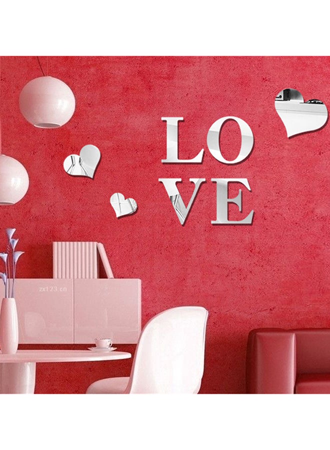 شاربدو ملصق جداري قابل للإزالة على شكل مرآة فضي L:118 e:10.7 Large Heart 14 Middle Heart 10 Small Heart 7سم - Image 3