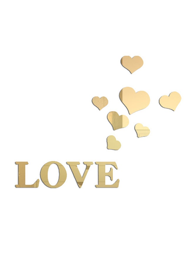 شاربدو ملصق جداري قابل للإزالة على شكل مرآة ذهبي L:118 e:10.7 Large Heart 14 Middle Heart 10 Small Heart 7سم - Image 1