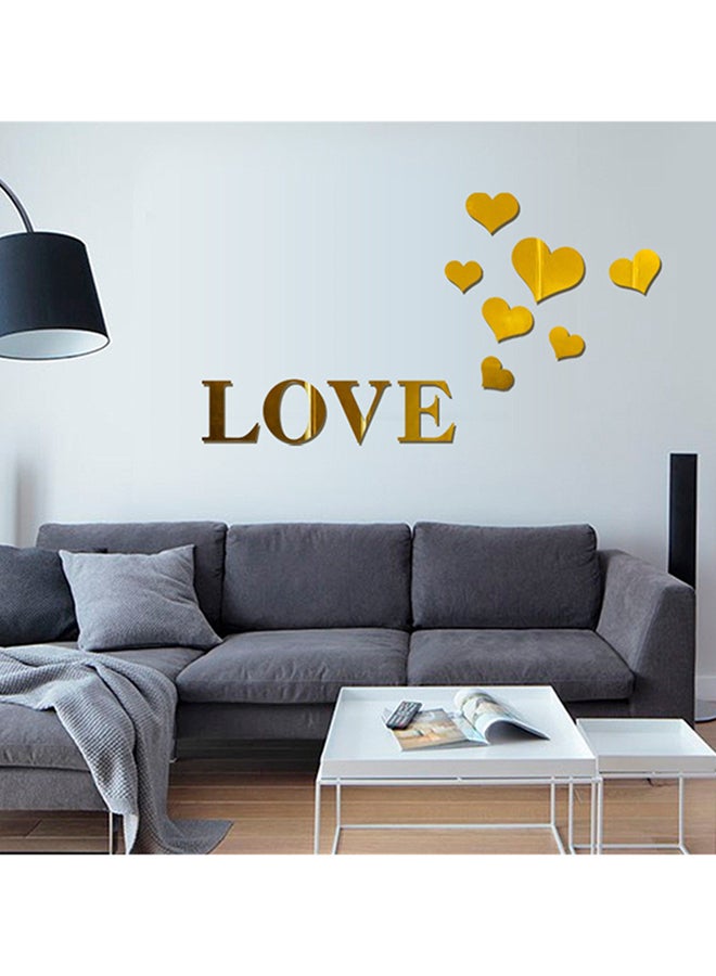 شاربدو ملصق جداري قابل للإزالة على شكل مرآة ذهبي L:118 e:10.7 Large Heart 14 Middle Heart 10 Small Heart 7سم - Image 3