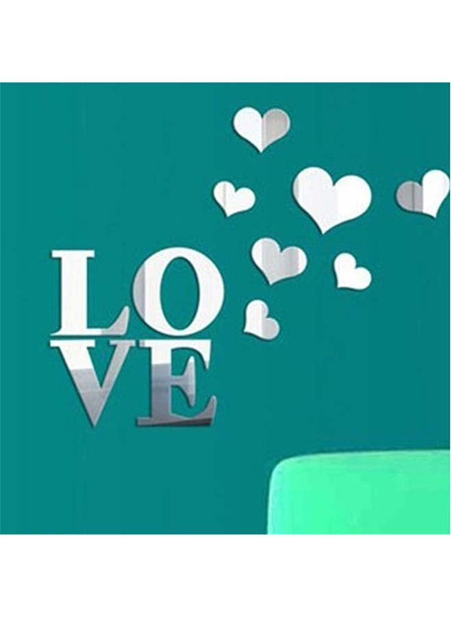 شاربدو ملصق جداري قابل للإزالة على شكل مرآة فضي L:118 e:10.7 Large Heart 14 Middle Heart 10 Small Heart 7سم - Image 4