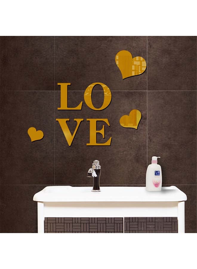 شاربدو ملصق جداري قابل للإزالة على شكل مرآة ذهبي L:118 e:10.7 Large Heart 14 Middle Heart 10 Small Heart 7سم - Image 2