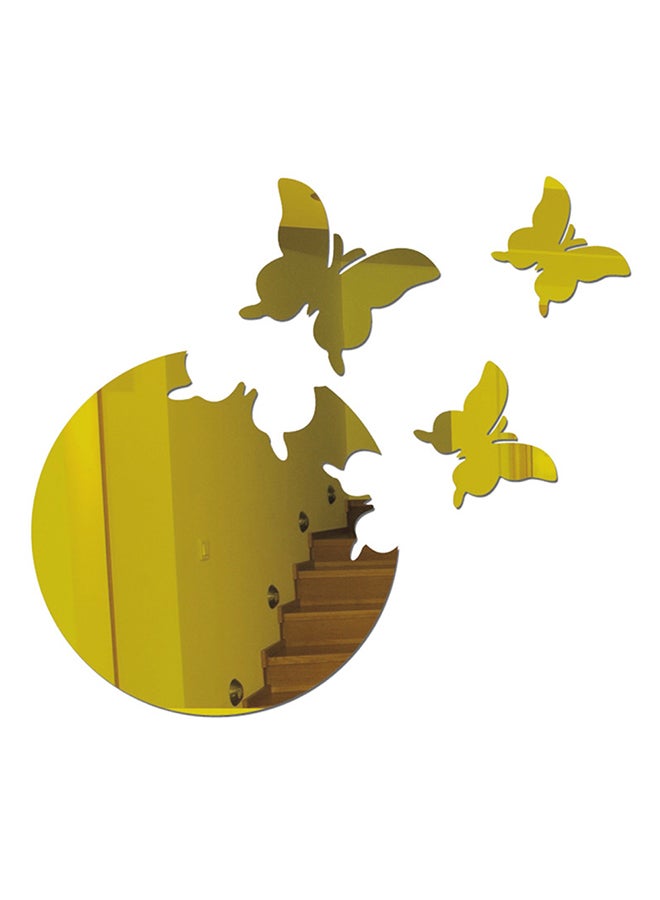 شاربدو ملصق جداري قابل للإزالة على شكل مرآة ذهبي 30 x 27سم - Image 1