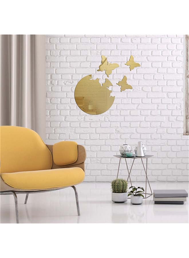 شاربدو ملصق جداري قابل للإزالة على شكل مرآة ذهبي 30 x 27سم - Image 2