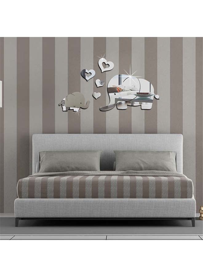 شاربدو ملصق جداري قابل للإزالة على شكل مرآة فضي Elephant 17x29 Small elephant 17x29سم - Image 2