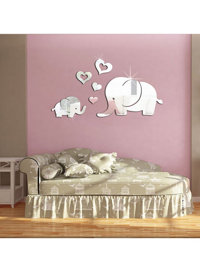 شاربدو ملصق جداري قابل للإزالة على شكل مرآة فضي Elephant 17x29 Small elephant 17x29سم - Image 3