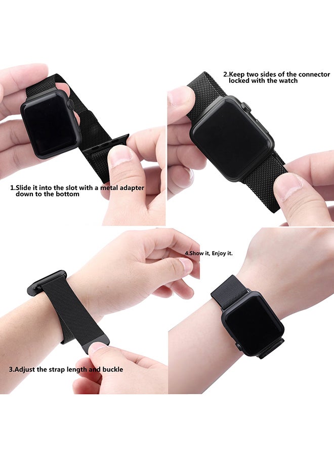 Apple - Milanese Strap For Apple Watch Space Black - Image 1