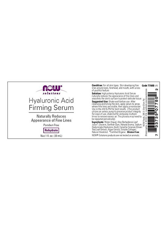 Now Foods Hyaluronic Acid Firming Facial Serum 30ml - Image 3