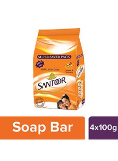 Santoor Pack Of 4 Sandal And Turmeric Soap 4 x 100grams 