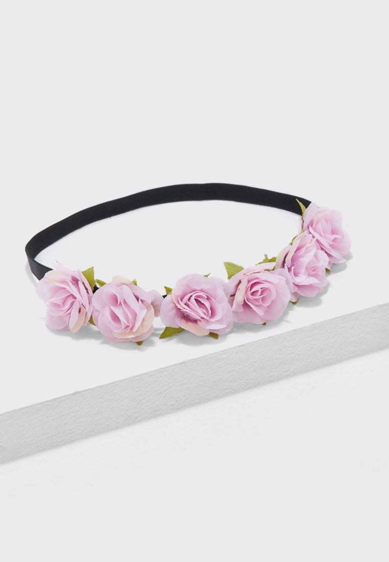 PIECES Flower Headband Pink/Black - Image 1