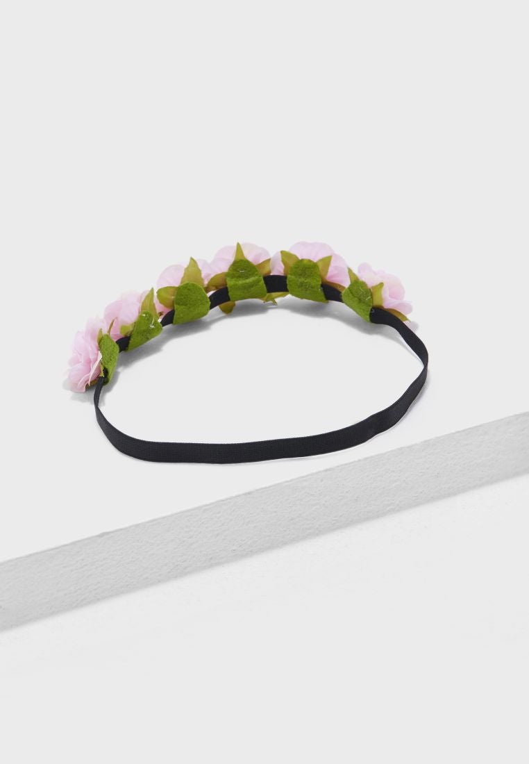 PIECES Flower Headband Pink/Black - Image 3
