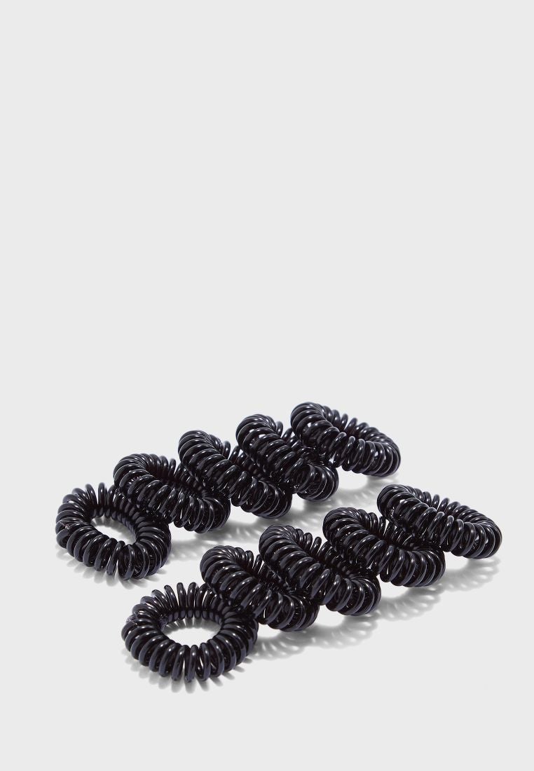 PIECES Spiral Elastic Hair Bands Black - Image 1