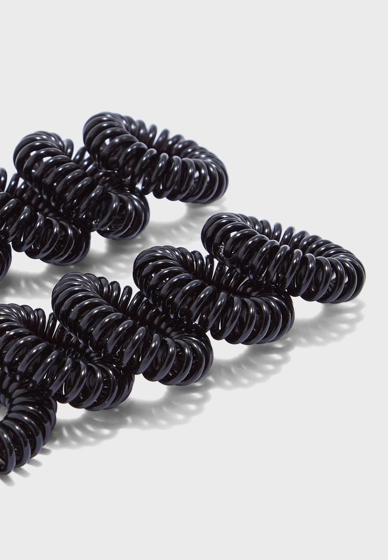 PIECES Spiral Elastic Hair Bands Black - Image 3