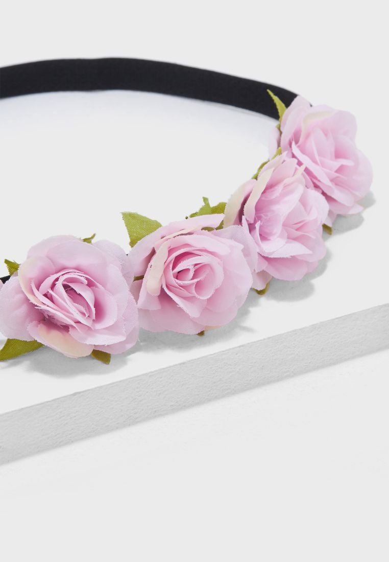 PIECES Flower Headband Pink/Black - Image 2