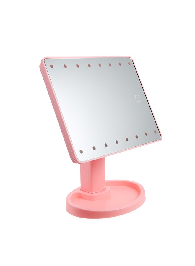 مرآة لمستحضرات التجميل بدوران 360 درجة مع شاشة LED تعمل باللمس وردي - Image 4