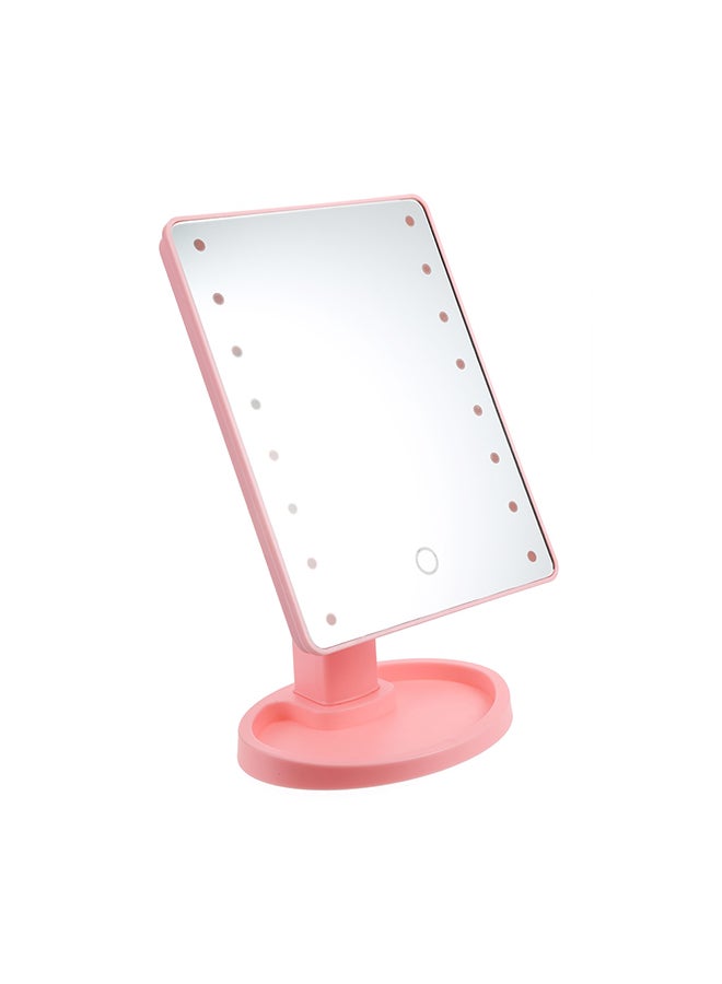 مرآة لمستحضرات التجميل بدوران 360 درجة مع شاشة LED تعمل باللمس وردي - Image 3