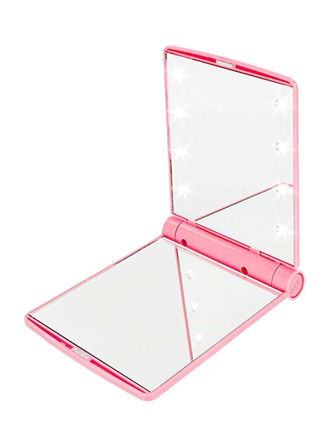 مرآة مكياج ذات 8 مصابيح LED وردي - Image 1