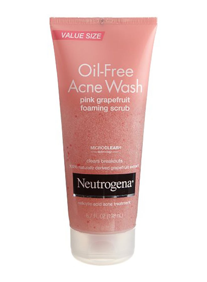 Neutrogena - Oil-Free Acne Wash Scrub Pink Grapefruit Value Size Pink Grapefruit 198ml - Image 1