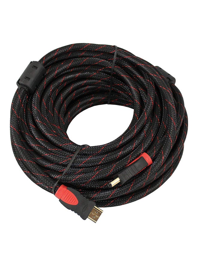 كابل HDMI ذكر عالي السرعة ومطلي بالذهب إصدار 1.4 يدعم دقة 1080P ثلاثية الأبعاد أحمر وأسود - Image 1