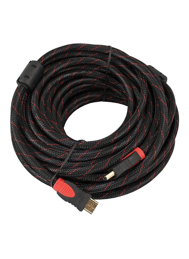 كابل HDMI ذكر عالي السرعة ومطلي بالذهب إصدار 1.4 يدعم دقة 1080P ثلاثية الأبعاد أحمر وأسود - Image 2