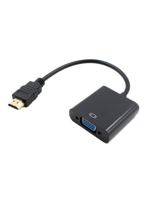 كابل محول فيديو من منفذ HDMI إلى منفذ VGA لأجهزة التلفزيون عالية الدقة أسود