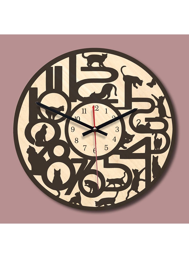 Folgandros - Round Wooden Wall Clock Multicolour 11inch - Image 1
