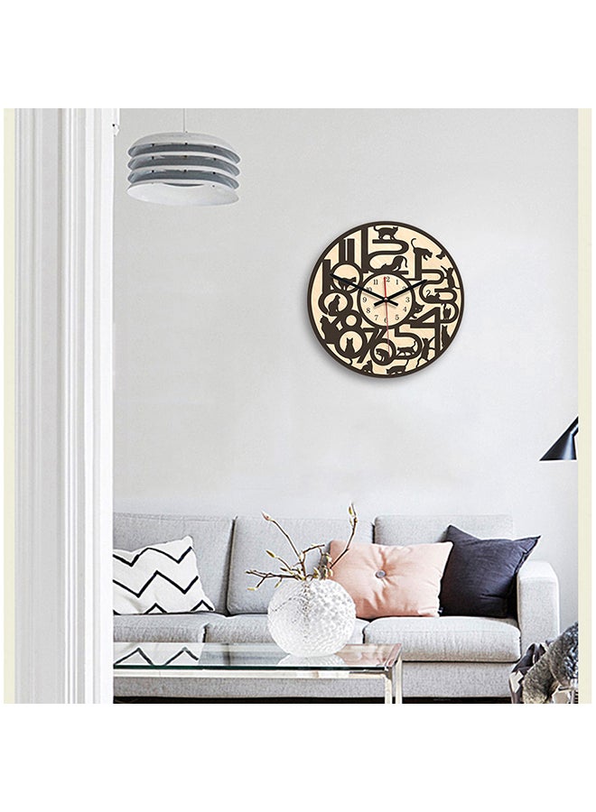 Folgandros - Round Wooden Wall Clock Multicolour 11inch - Image 1