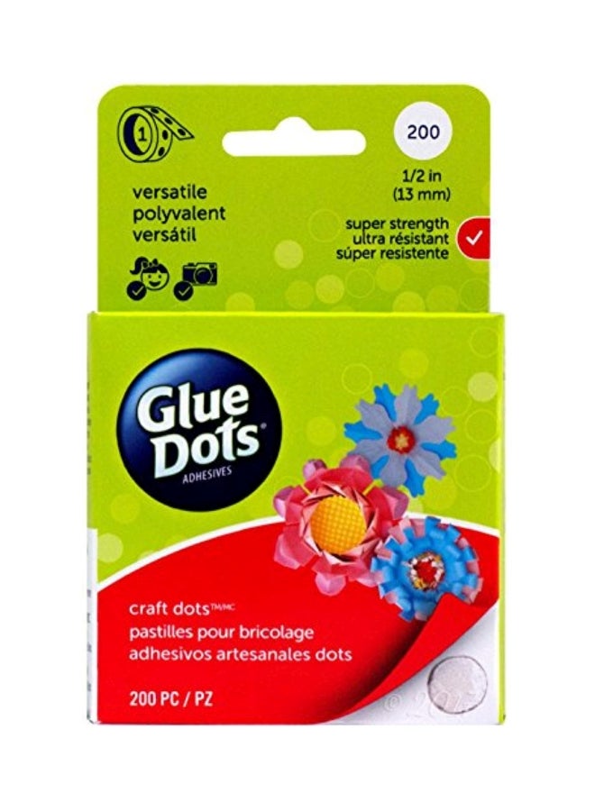 Glue Dots 200-Piece Adhesive Craft Dot Roll Set Blue/Red/Orange - Image 1