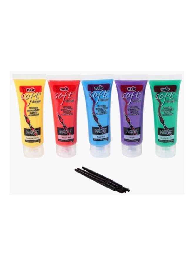 Tulip - 5-Piece Fabric Paint With Brush Set Red/Yellow/Blue - Image 1