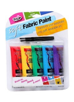 5-Piece Fabric Paint With Brush Set Red/Yellow/Blue